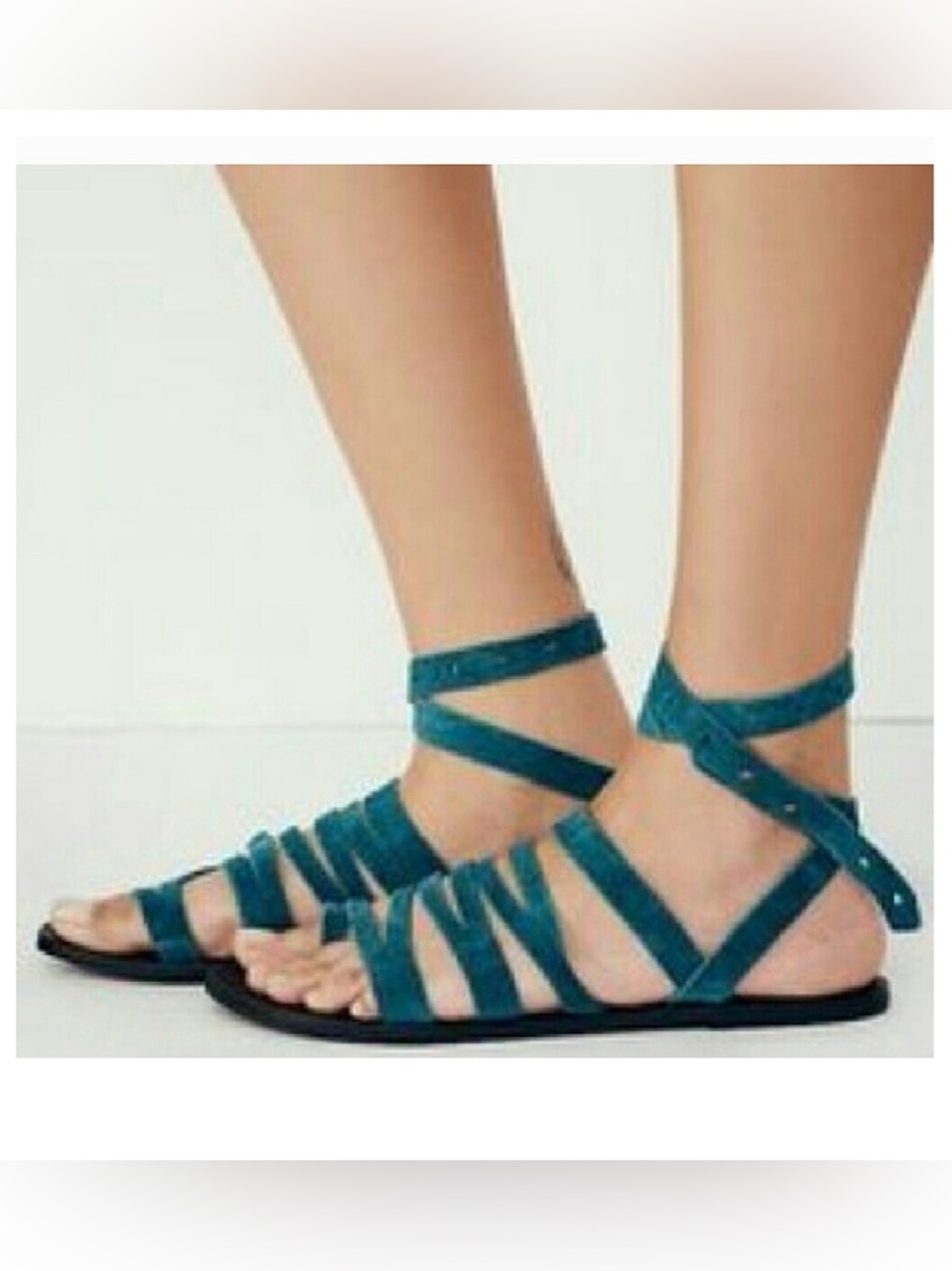 Free People Sunever Teal Suede Gladiator Sandal